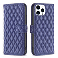 Diamond Lattice Wallet Flip Leather Phone Case (16 Pro)