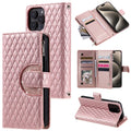 Glitter Lattice Zipper Wallet Leather Phone Case
