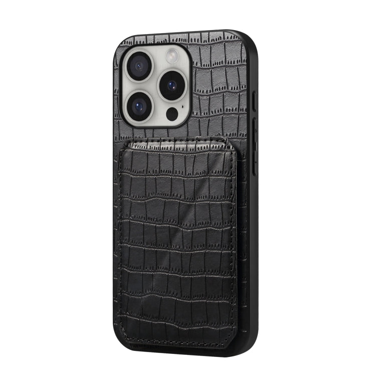 Imitation Crocodile Leather Back Phone Case with Holder (16 Pro Max)