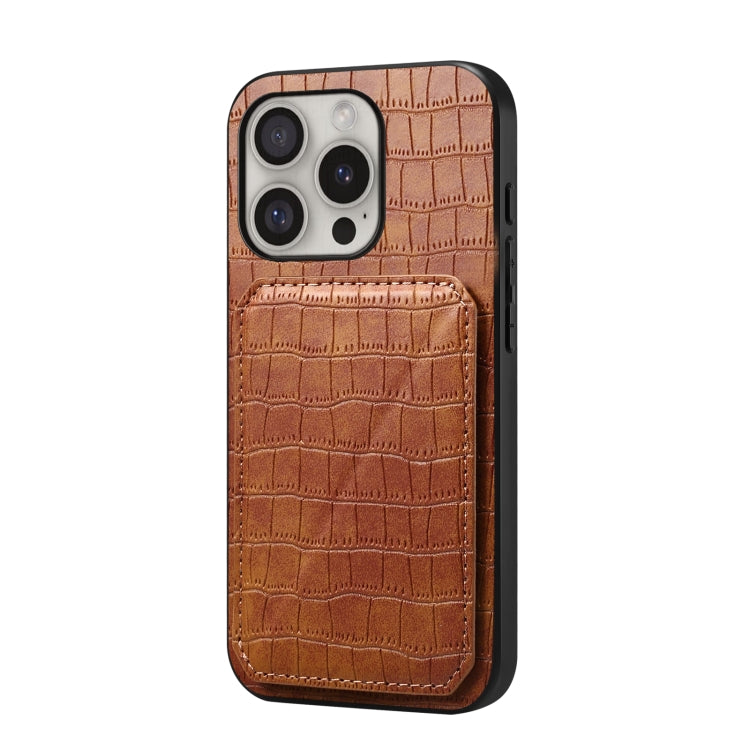 Imitation Crocodile Leather Back Phone Case with Holder (16 Pro Max)