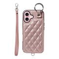 Rhombic Texture Card Bag Phone Case with Short Lanyard (16)