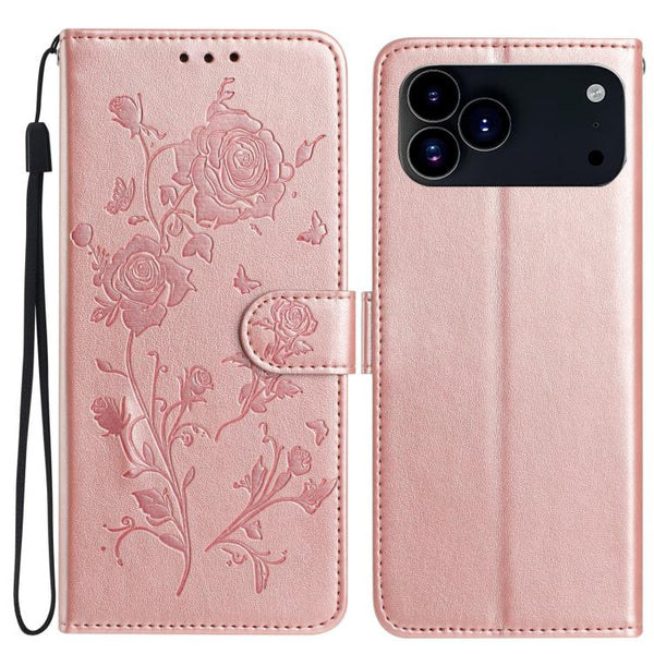 Flower Embossing Pattern Leather Phone Case (17 Pro)