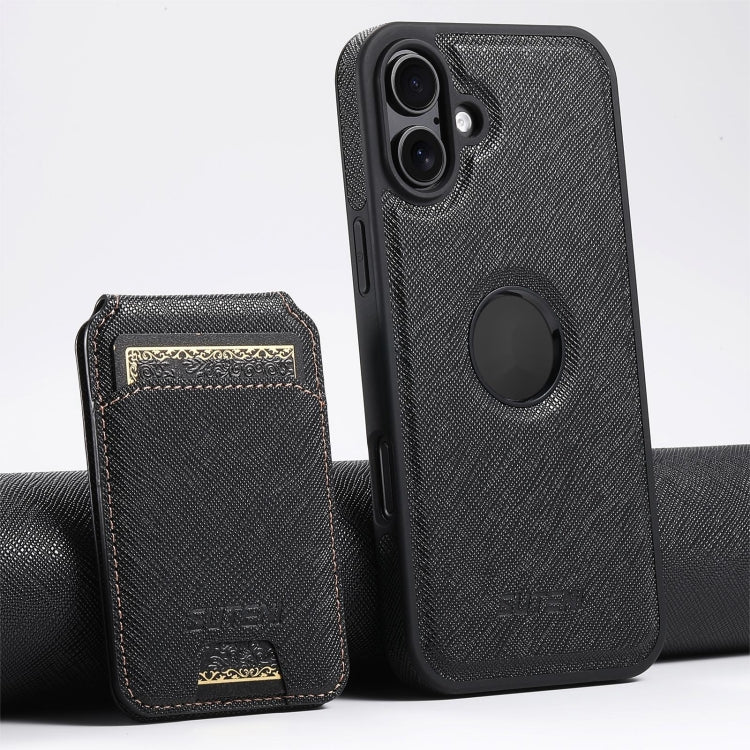 Suteni M2 Cross-Grain MagSafe Vertical Card Back Phone Case (15/14/13)