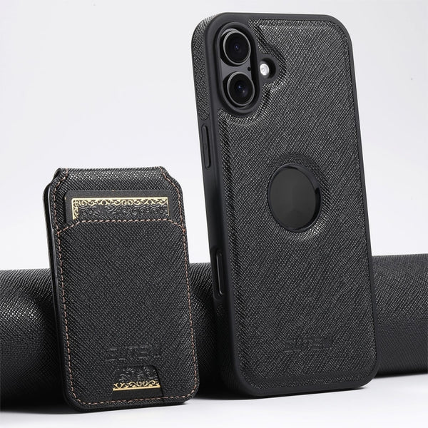 Suteni M2 Cross-Grain MagSafe Vertical Card Back Phone Case (15/14/13)
