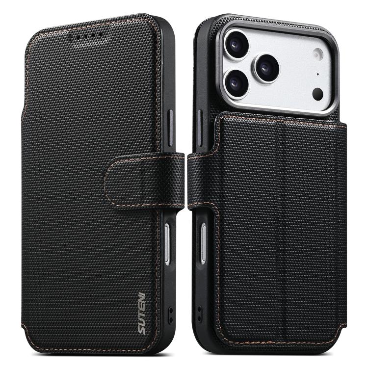 Suteni Q09 Magnetic Detachable Wallet 2 in 1 Triangle Texture Vegan Leather Phone Case